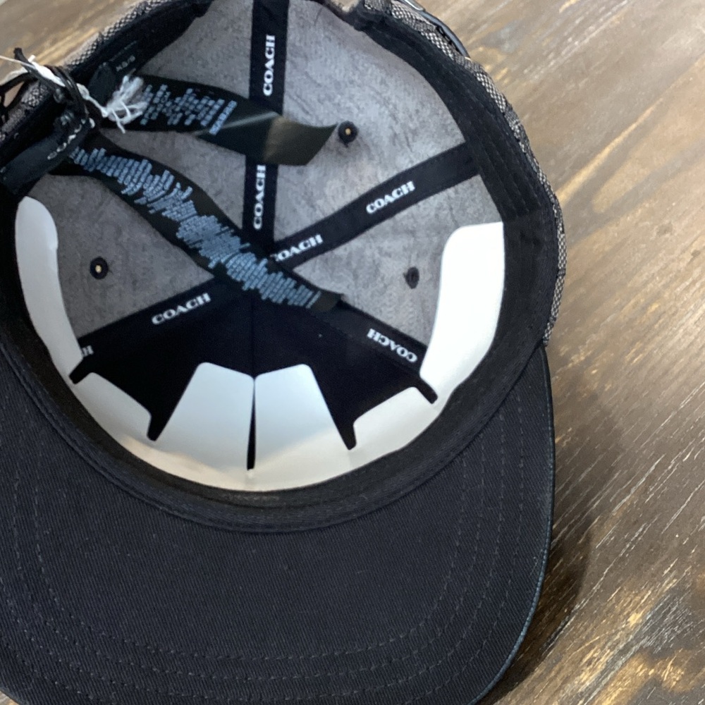 Coach Gray and Black Signature Men's Hat with Leather Trim - Picture 5 of 9